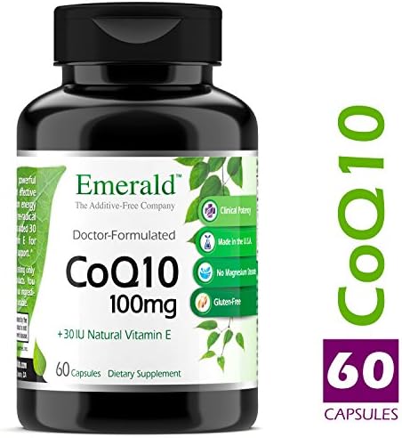 Emerald Labs CoQ10 100 mg with 30 IU Natural Vitamin E for Heart Health Support, Energy Production, Supports Immune System - 60 Capsules
