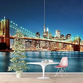 Wall Murals for Bedroom Brooklyn Bridgeand Newyork City Large Removable Wallpaper Peel and Stick Wall Stickers - 66x96 inches