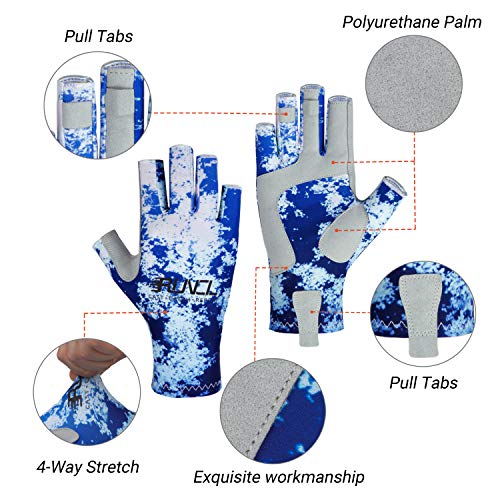 RUNCL Fishing Gloves, Fingerless Gloves, Sun Gloves - Stretch Fit, Breathable Ventilation, Sun Protection, Fingerless Design, Angling-Specific Design - Fishing, Kayaking, Cycling (Camo Blue, S/M) RUNCL Fishing Gloves, Fingerless Gloves, Sun Gloves - Stretch Fit, Breathable Ventilation, Sun Protection, Fingerless Design, Angling-Specific Design - Fishing, Kayaking, Cycling (Camo Blue, S/M)