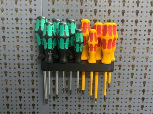 Support de tournevis double pour paroi perforée Küpper compatible avec les parois perforées Küpper et les parois perforées européennes de 45 mm – Support de système – Accessoires mural à outils (1