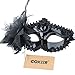 Coxeer Masquerade Mask Pure Color Venitian Mask Mardi Gras Mask with Flower