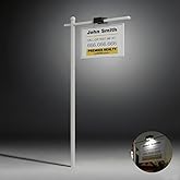 Real Estate Sign Posts with Solar Dual-Sided Light, Heavy Duty Realtor Sign Post, Fully Metallic Real Estate Sign Holder, For Sale Yard. (Sign Not Included)