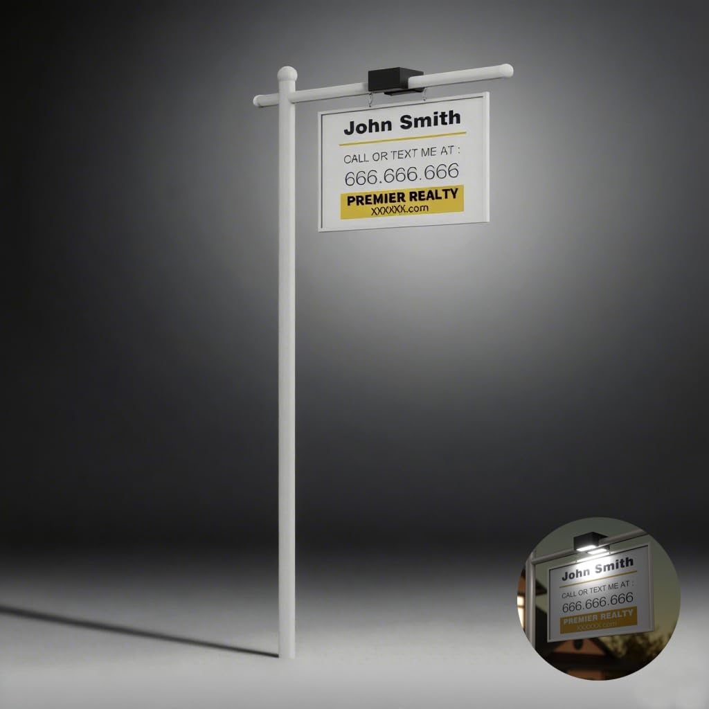 Real Estate Sign Posts with Solar Dual-Sided Light, 72'' Heavy Duty ...
