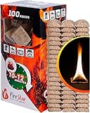 Fire Starter Squares - 100pc fire starters for fireplace - Camping fire lighter - Grill charcoal starter cubes - Firestarters for campfires | fireplace | fire pit burns 10-12 min