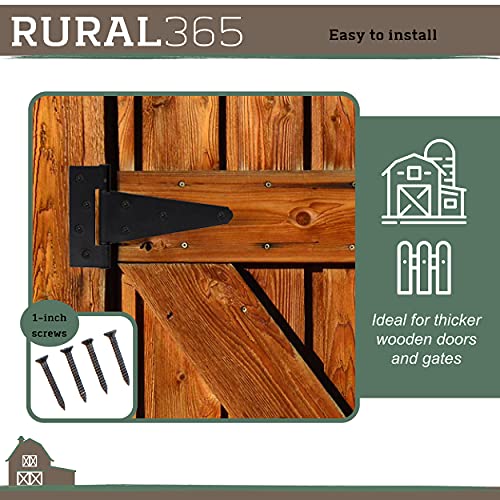 Rural365 Triangle Door Hinge 4 Pk Heavy Duty 6 Inch TStrap Farmhouse