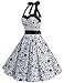 DRESSTELLS Women 50s Dress Vintage Cocktail Halter Dresses 1950s Rockabilly Audrey Hepburn Dress for Prom Bridesmaid Party Homecoming White Skull 2XL