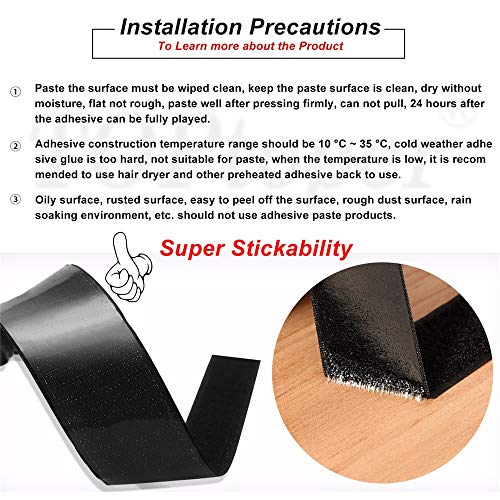 2 Inch Hook and Loop Fasteners by TOPtoper Self Back Adhesive Tape Roll Strips 16.5 Feet (2 Inch Black)