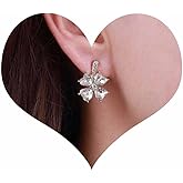 Sttiafay Vintage Crystal Flower Earrings Rhinestone Flower Stud Earrings Gold Crystal Petal Earrings Sparkly Cz Bridal Earrings Jewelry for Women