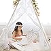 Lace Teepee Tent for Kids, Boho Tent Outdoor | Indoor, White Teepee Tent for Girls, Sheer Lace Tipi Canopy for Wedding, Party, Photo Prop