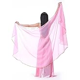 XChangeFun Semicircle Chiffon Hand Scarf Belly Dance Costume Outfit Hip Scarf Sequin Trim Gold Shawls Veils