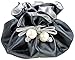 TropicaZona Satin Drawstring Jewelry Pouch, Fuchsia Pink and Silver