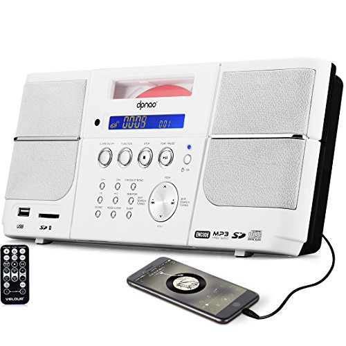 CD Player Portable, DPNAO Boombox with USB Port Headphone Jack Alarm Clock FM Radio for Home Kids Laptop (Black & White)