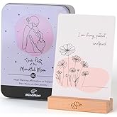 MindMint New Mom Affirmation Cards - 50 Postpartum Affirmation Cards for Women - Pregnancy & Self-Care Gifts for New Mom After Birth in Tin Box with Wooden Stand