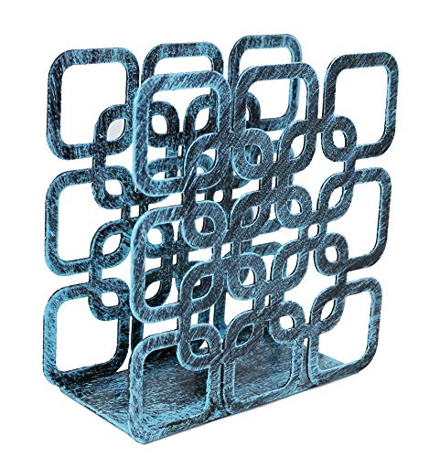 Turquoise Metal Square Shape Tabletop Napkin Holder, Freestanding Tissue Dispenser