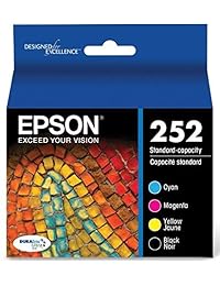 Epson DURABrite Ultra 252 o T252 Negro y Color cartuchos de tinta C M Y Combo 4 Pack para Epson Workforce wf-3640 WF-7110DTW WF-7610 WF-7620 Epson WorkForce Pro WF-5620DWF Impresoras