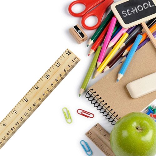 ONEST 30 Pack Wooden Rulers Student Rulers Wood School Rulers Measuring Ruler Office Rulers,2 Scale, 30 cm and 12 Inch