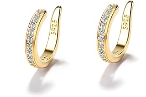 GAUEIOUR Fixura Non-Surgical Ear Corrector Clips,Fashionable Copper Diamond Gold Earrings for Prominent Ears | Gently Adjusts