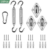 Shade&Beyond Shade Sail Hardware Kit Triangle, 6 Inches Stainless Steel Sun Shade Sails Installation for Patio Lawn Garden, 18 Pcs Silver