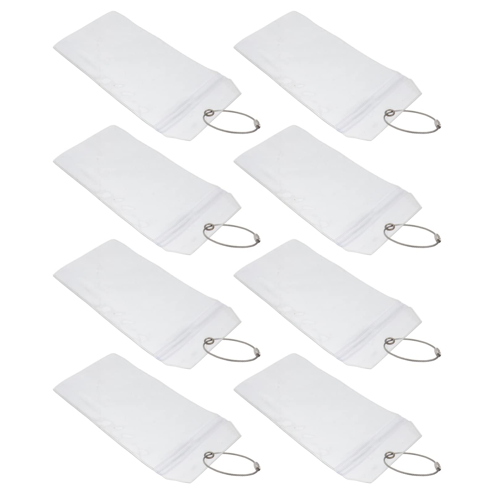 Veemoon Luggage Tags, Clear Luggage Tags PVC Holders, with Stainless Steel Loop, Waterproof- Clear Luggage Tag- Zip Seal- tag Bag for Business Travel and Office Supplies