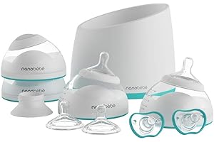 NANOBÉBÉ Nanobebe Baby Bottles Breastmilk Starter Set, Anti Colic Newborn Bottle Protects Breast Milk Nutrients for Breastfed, Includes Bottle Warmer (ttpm Award Winner)