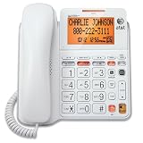 AT&T CL4940 Corded Standard Phone with Answering System and Backlit Display, White (Renewed)