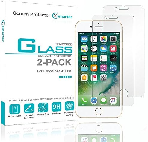 iPhone 7 Plus Screen Protector, Xsmarter Tempered Glass Screen Protector for Apple iPhone 7 Plus, iPhone 6s Plus, iPhone 6 Plus, Anti-Shatter, Ultra Clear, Anti-Fingerprint, Bubbles Free (2-Pack)