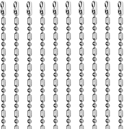 30 Inch Nickel Plated Steel Ball-Bar Style Number 3 Ball Chain Necklaces 10 Count