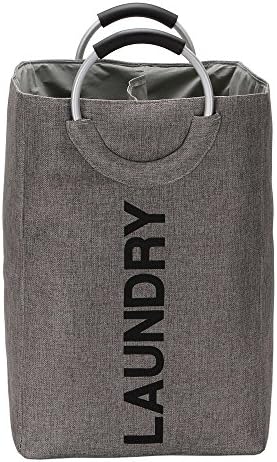 VuHom Double Laundry Hamper - Large Clothes Hamper with Round Handles for Convenient Carrying - Foldable Design Perfect for Dorms and Travel Durable and Easy to Clean Heavy-Duty Polyester (Grey)
