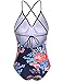 Ekouaer Womens One Piece Swimsuits (Navy Print, Medium=US 6-8)