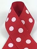 Schiff Ribbons 7/8-Inch Polyester Grosgrain Aspirin Polka Dot Ribbon, 10-Yard, Red/White