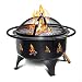 Fire Pits Outdoor Wood Burning - Portable 24" Quick Set Up Weather Resistant Easy to Clean Firepit w/ Grate, Heavy Duty Wood Poker, Fire Screen for Safety
