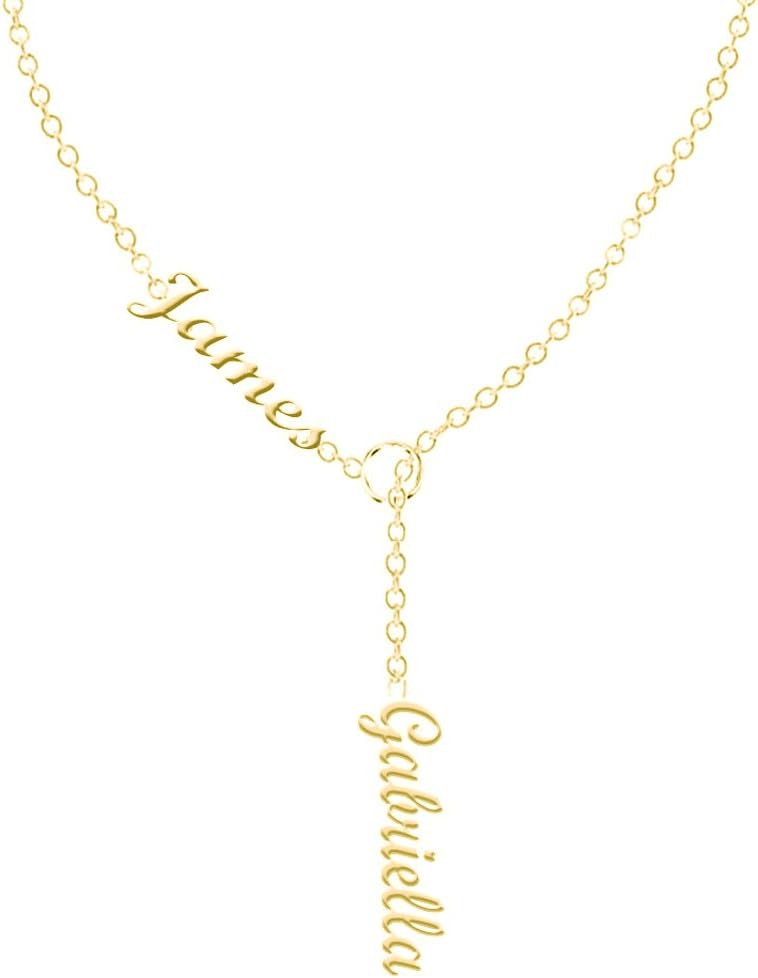 Ouslier 925 Sterling Silver Personalized Double Names Necklace Custom Made with 2 Names 14"-22" Chain