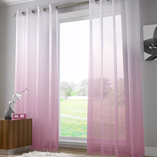 PINK SLOT TOP VOILE PANEL: 150cm wide - Net Curtain 2 Curtains PINK SLOT TOP VOILE PANEL: 150cm wide - Net Curtain 2 Curtains