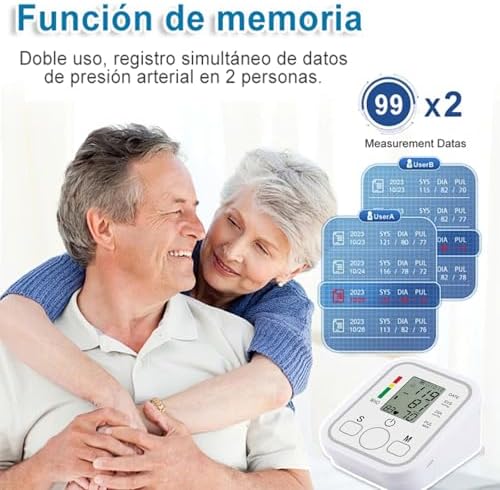 Tensiómetro de Brazo, Medidor Tension Arterial Digital Profesional, Tensiometro Automático para uso doméstico, Detector electrónico de frecuencia cardíaca, Blood Pressure Monitor