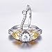 BONLAVIE Women’s Cubic Zirconia Bezel Stackable Wedding Band 4-Prong Engagement Ring Set Size 7