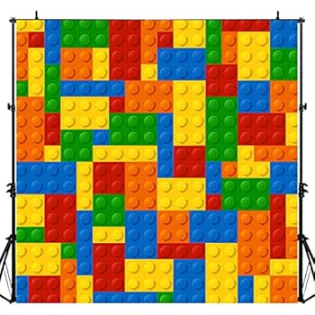 Colorful Bricks Chips Photography Backdrop for Lego Theme Party, 6x6FT, Children Kids Birthday Cake Table Banner Background, Photo Booth Studio Props LYLU690