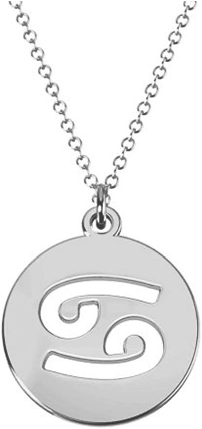 Ouslier 925 Sterling Silver 12 Zodiac Sign Tag Cut Out Disc Astrology Necklace for Women Jewelry