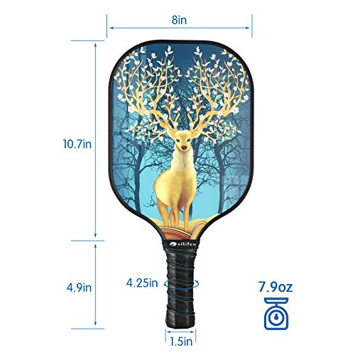 Osilifen Pickleball Paddle Graphite Pickleball Racket with Graphite Carbon Fiber Face, Polypropylene Honeycomb Core, Ultra Cushion, Lightweight 7.9OZ with Cover, Ideal for Beginners Christmas elk