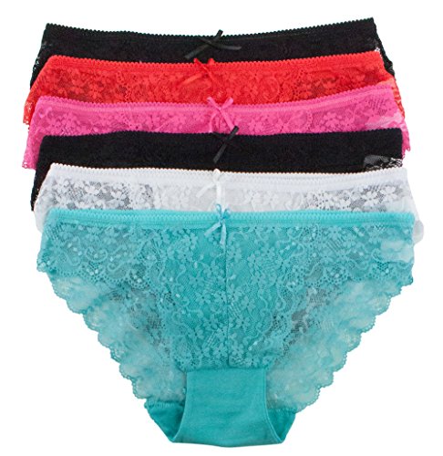 Barbra's 6 Pack Women's Allover Lace Regular&amp; Plus Size Sexy Bikini Panties