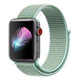 Yunsea For Apple Watch Band 42mm, New Nylon Sport Loop, with Hook and Loop Fastener, Adjustable Closure Wrist Strap, Replacement Band for iwatch, (42mm, Marine Green)