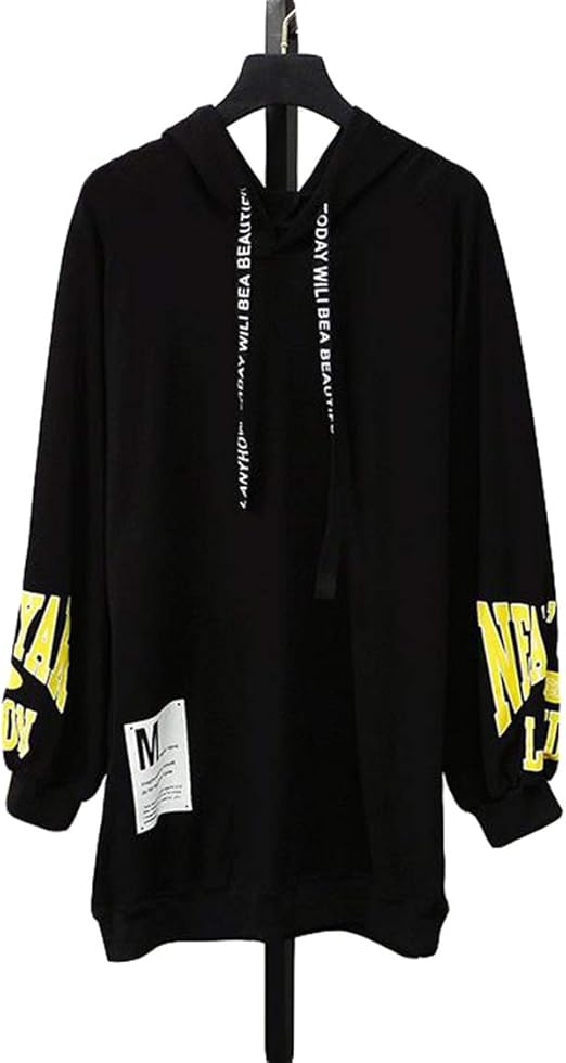 Amazon Ksila パーカー レディース 長袖 ゆったり 韓国 トレーナー ロング丈 フード付き プルオーバーパーカー ファッション トップス 大きいサイズ 春 4黒 トレーナー パーカー 通販