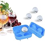 Cheftronic Ice Ball Maker Molds,Blue Flexible Silicone Ice Tray - Molds 4 X 4.5cm Round Ice Ball Spheres,Keep Your Drink Cold For Longer -No BPA