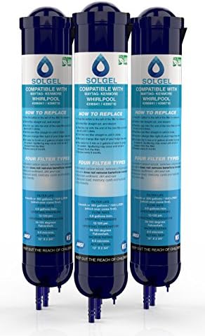 3 -Pack SOLGEL Water Filter Replacement Cartridge Compatible to Whirlpool PUR Push Button 4396841, 4396710, Pur Filter3