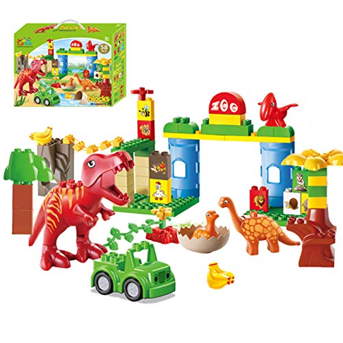 ToyVelt Dinosaur Blocks Toy â€“ 58 Piece Jurassic Era Block Set â€“ Jurassic Construction Toys â€“ Entertaining and Educational Childrenâ€™s Toys â€“ for Boys & Girls Ages 3 -12 Years Old