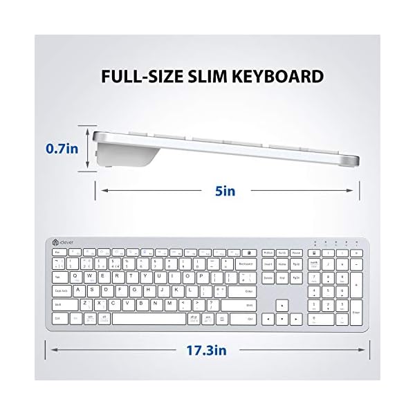 iClever-Wireless-Keyboard-Rechargeable-Wireless-Keyboard-Ergonomic-Full-Size-Design-with-Number-Pad-24G-Stable-Connection-Slim-White-Keyboard-for-Windows-Mac-OS-Computer iClever 2.4G Wireless Keyboard - Rechargeable Wireless Keyboard Full Size Design with Number Pad, 2.4G Stable Connection…