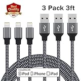 iPhone Charger Cable,Sundix Lightning Cable iPhone 8 Charger 3Pack 3FT Compatible with iPhone X 8 8Plus 7 7Plus 6s 6sPlus 6 6Plus SE 5 5s 5c iPad iPod & More (Black)