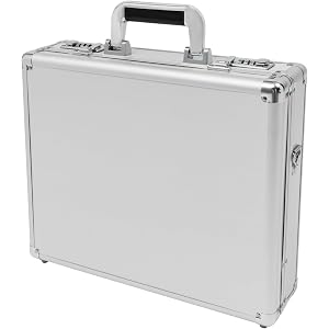 Aluminum Locking Briefcase with Dual Combination Locks, 15.6 Inch Hard Laptop Attache Case, Portable Security Business Briefc