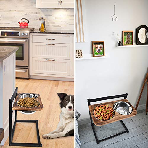 Emfogo Dog Cat Bowls Raised Dog Bowl Stand Feeder Adjustable Elevated 3 Heights5in 9in 13in with Stainless Steel Food… - Image 4