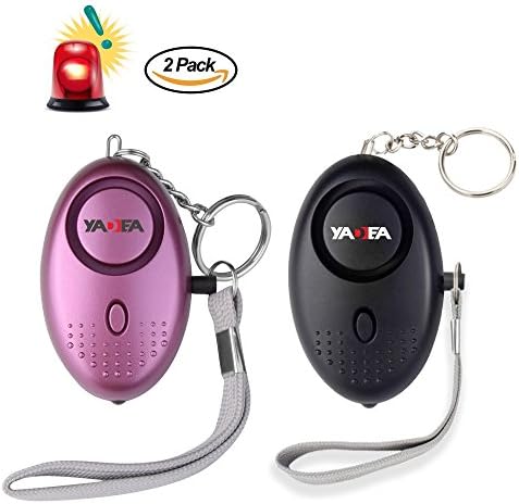 Personal Alarm,130DB Security Alarm Flashlight Keychain Personal Emergency Alarm for Women Elderly(2Pack,Purple&amp;Black)