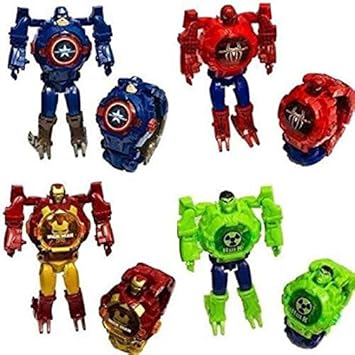 Buy Sky Collection Transformer Robot Toy Convert To Digital Wrist Watch For Kids Avengers Robot Deformation Watch Spider Man Captain America Iron Man Hulk Toy Figures Plus Watch Multi Colour Online At Low Prices In India